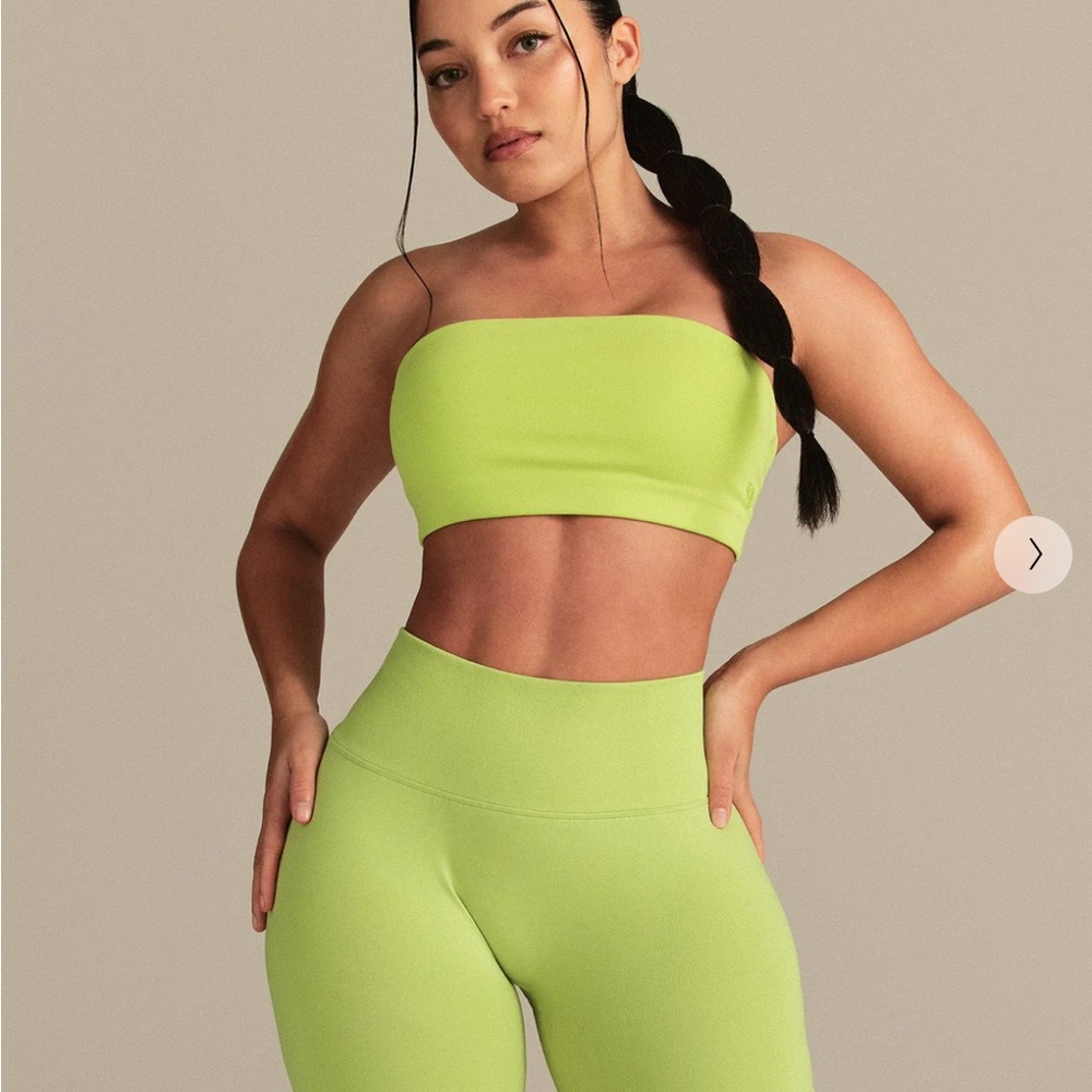 Lime Green Strapless Top and Leggings Set